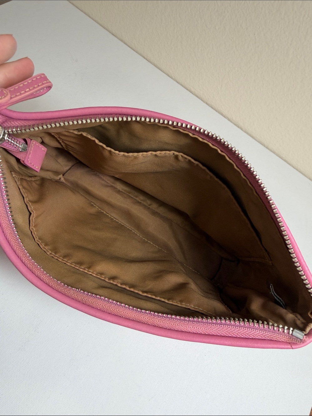 Coach Pink Leather Cosmetic Pouch - Picture 12 of 14